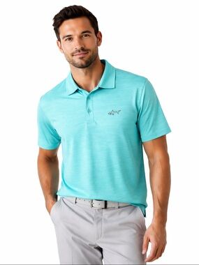 Greg Norman Play Dry Polo Shirt Men’s Large Aqua Blue Golf Performance